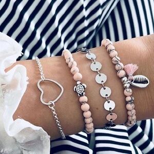 3/$30 🤍 Round Stone Tassel Bracelet set